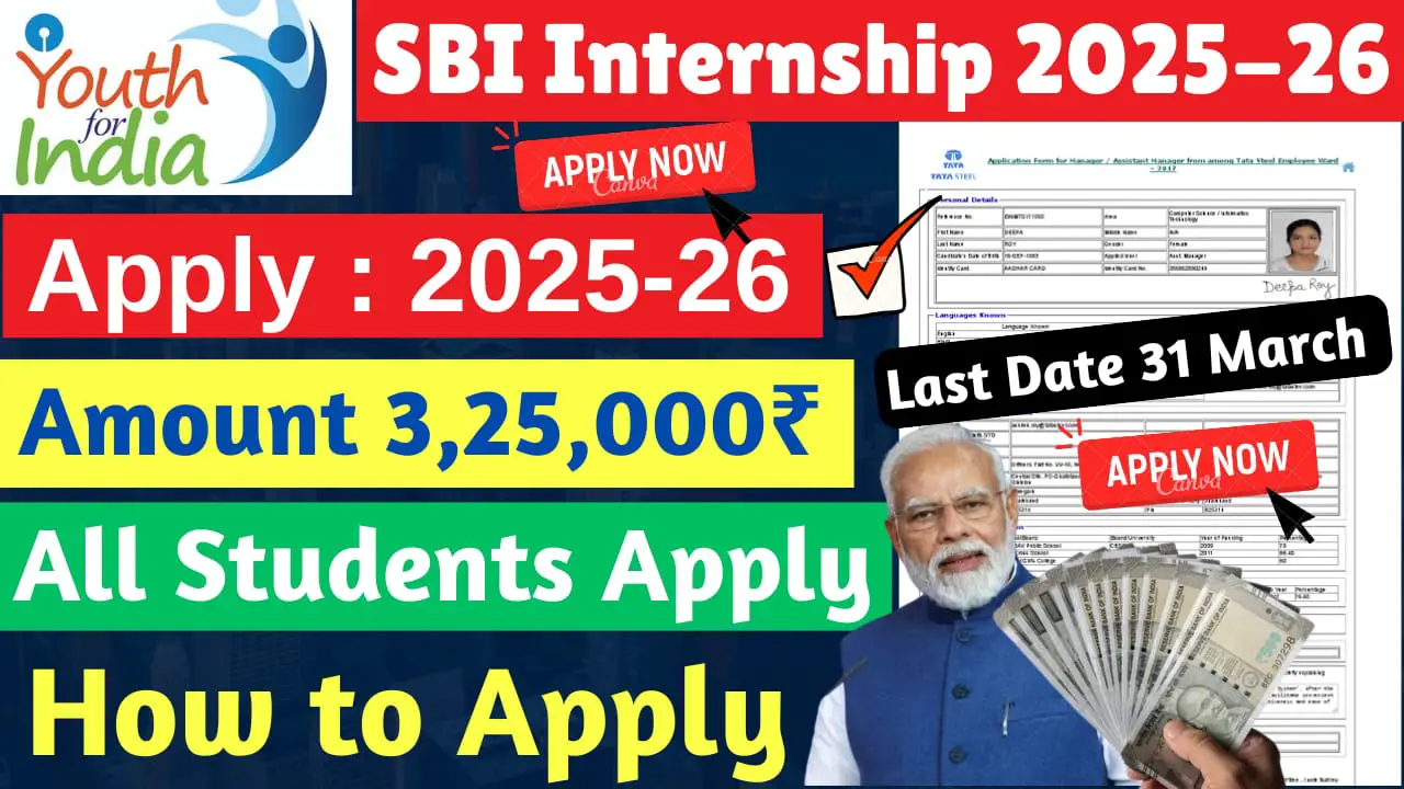 SBI Youth for India Fellowship 2025-26: Get ₹3.25 Lakhs RS | How to apply SBI Fellowship 2025-26
